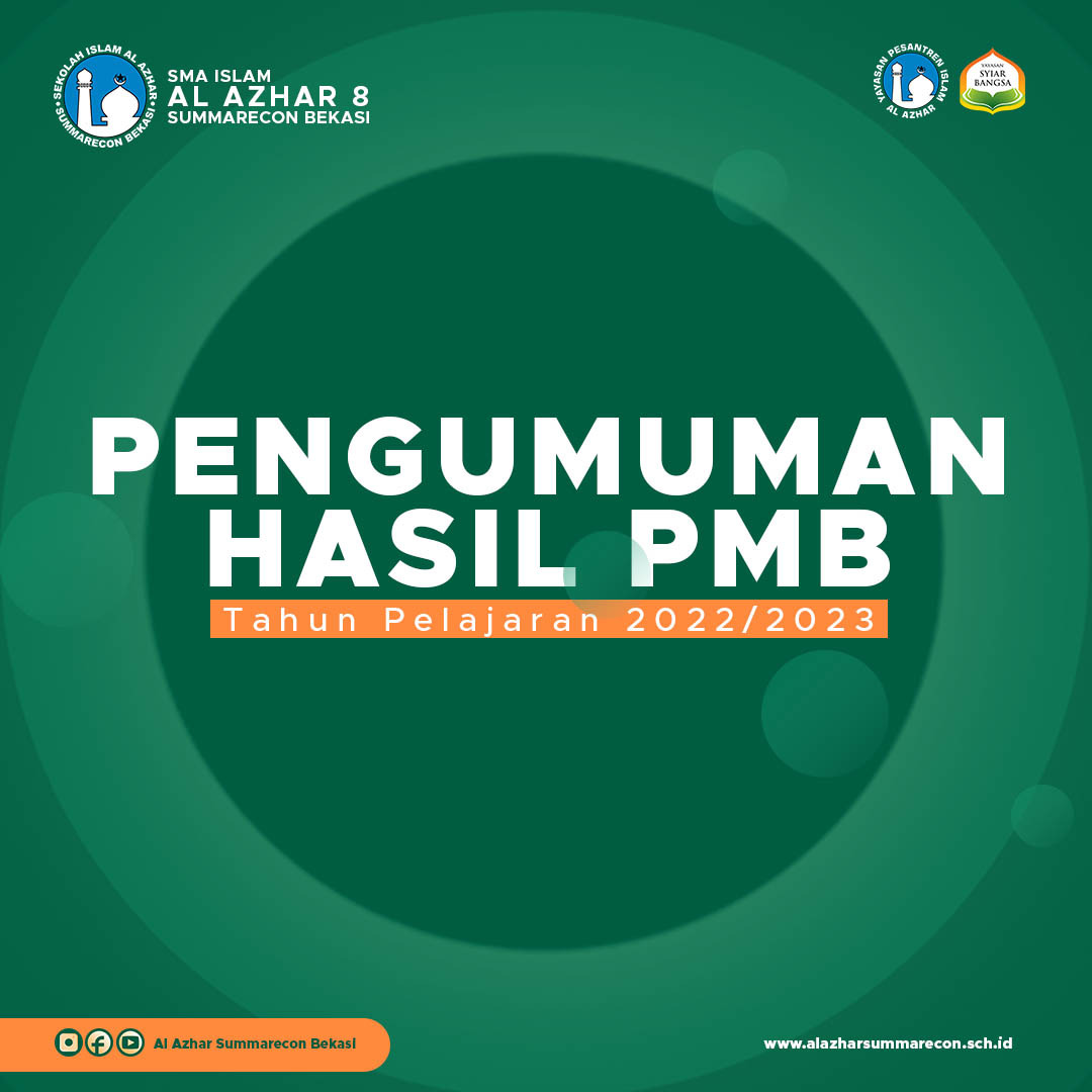 Pengumuman Hasil Penerimaan Murid Baru (PMB) SMA Islam Al Azhar 8 Summarecon Bekasi Jalur Tes Gelombang 2